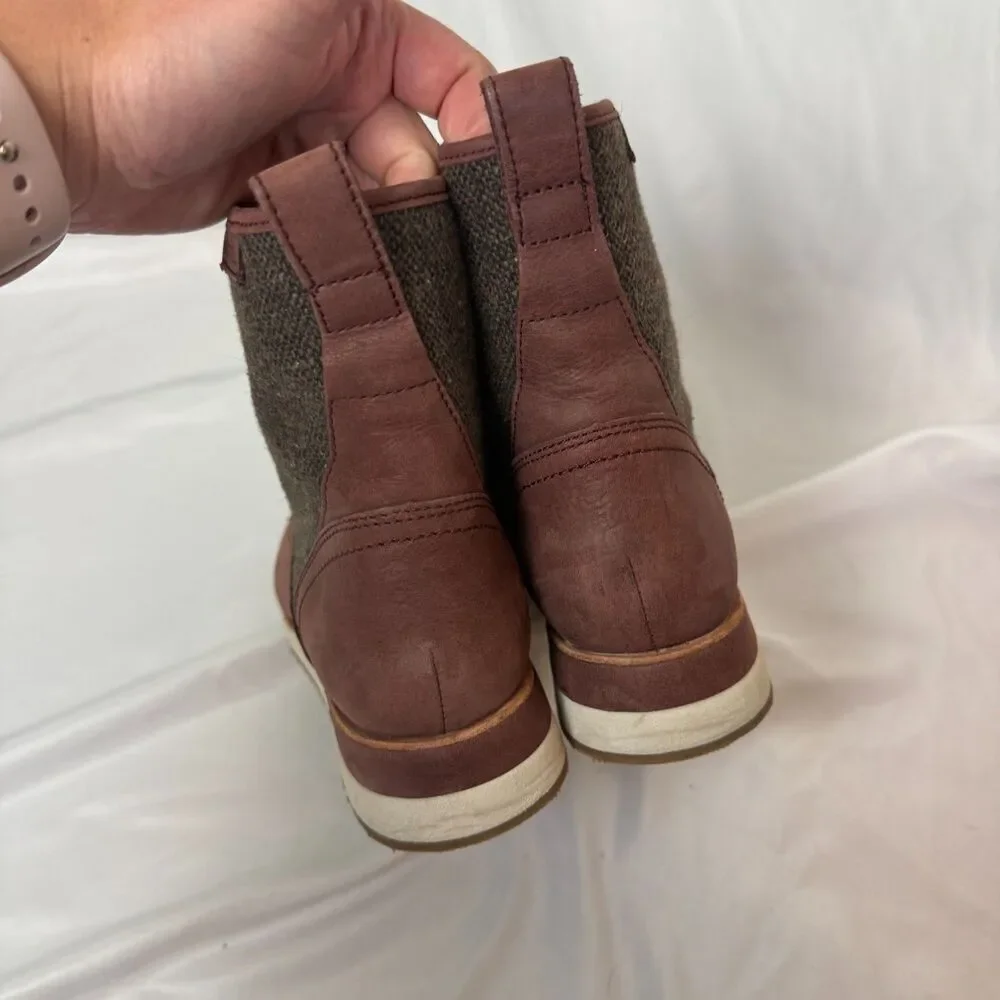 Merrell Roam Leather Mid Platform Wedge Winter Snow Booties Brown Womens Sz 7.5